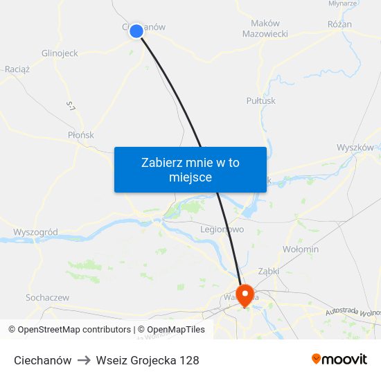 Ciechanów to Wseiz Grojecka 128 map