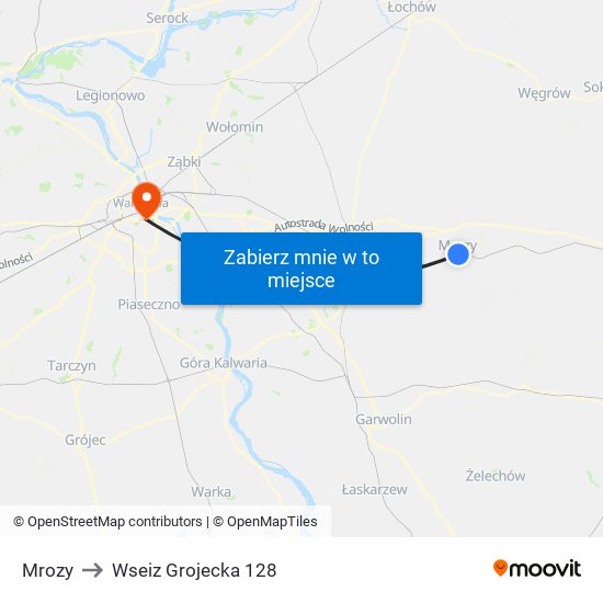 Mrozy to Wseiz Grojecka 128 map