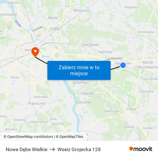 Nowe Dębe Wielkie to Wseiz Grojecka 128 map