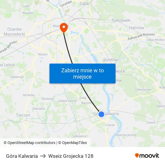 Góra Kalwaria to Wseiz Grojecka 128 map