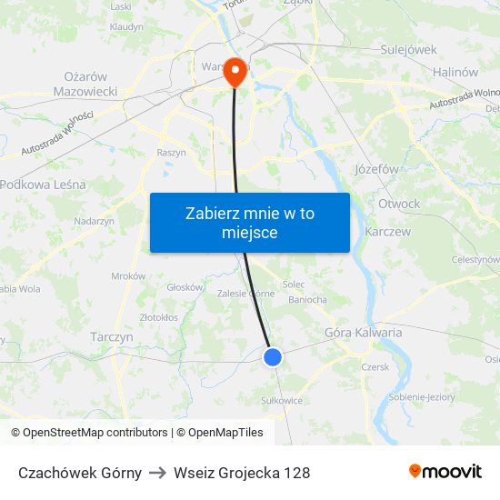 Czachówek Górny to Wseiz Grojecka 128 map