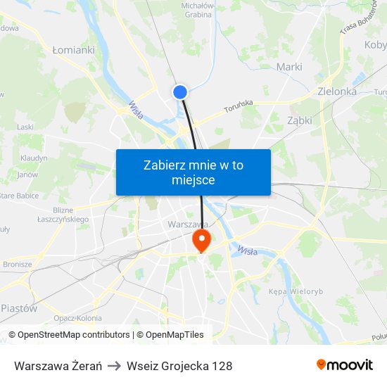 Warszawa Żerań to Wseiz Grojecka 128 map