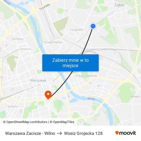 Warszawa Zacisze - Wilno to Wseiz Grojecka 128 map