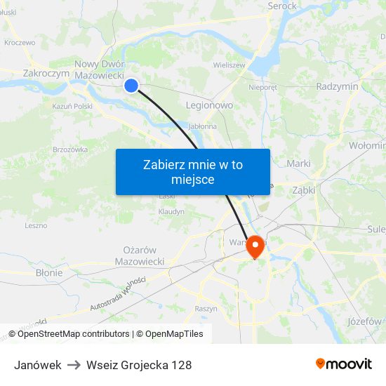 Janówek to Wseiz Grojecka 128 map