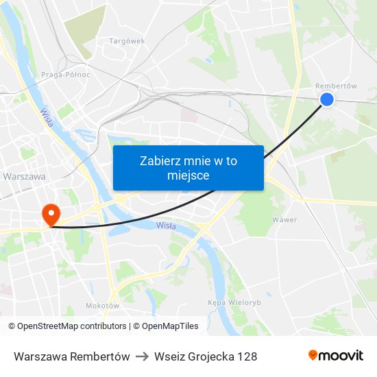 Warszawa Rembertów to Wseiz Grojecka 128 map