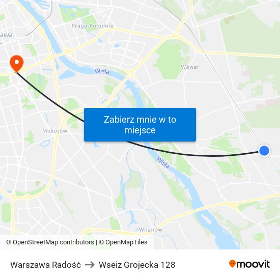 Warszawa Radość to Wseiz Grojecka 128 map