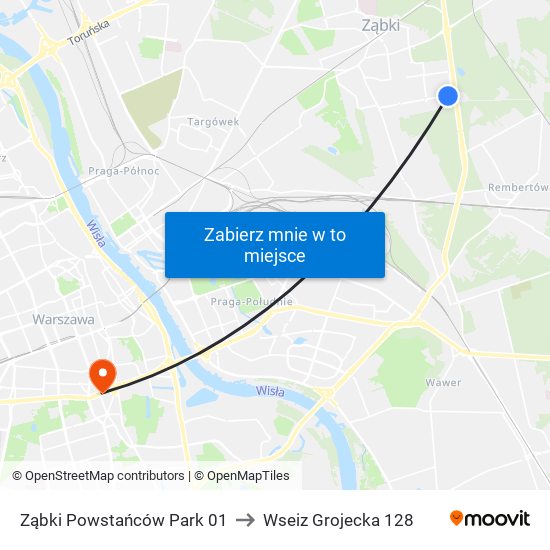 Ząbki Powstańców Park 01 to Wseiz Grojecka 128 map