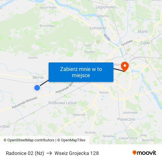 Radonice (Nż) to Wseiz Grojecka 128 map