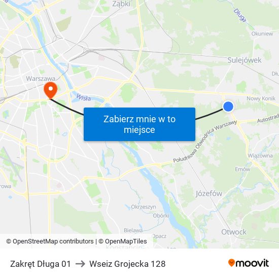 Zakręt Długa 01 to Wseiz Grojecka 128 map