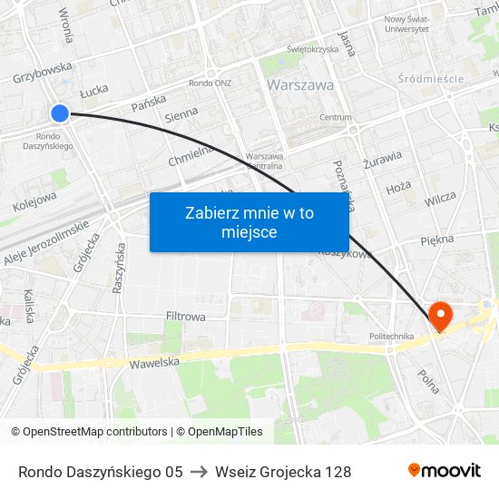 Rondo Daszyńskiego to Wseiz Grojecka 128 map