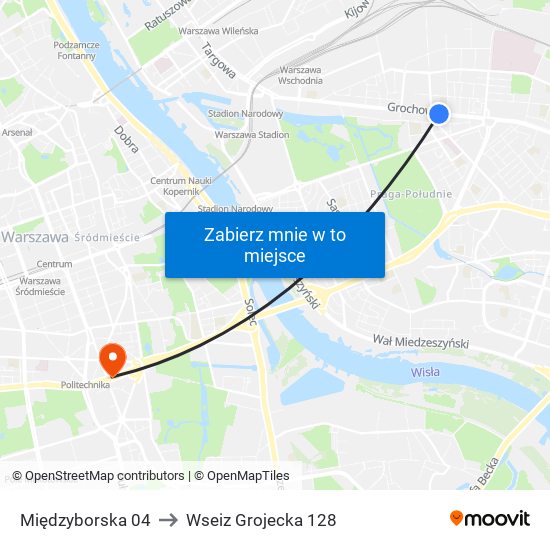 Międzyborska 04 to Wseiz Grojecka 128 map