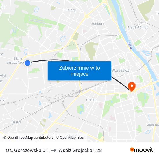 Os. Górczewska 01 to Wseiz Grojecka 128 map