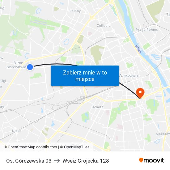 Os. Górczewska to Wseiz Grojecka 128 map