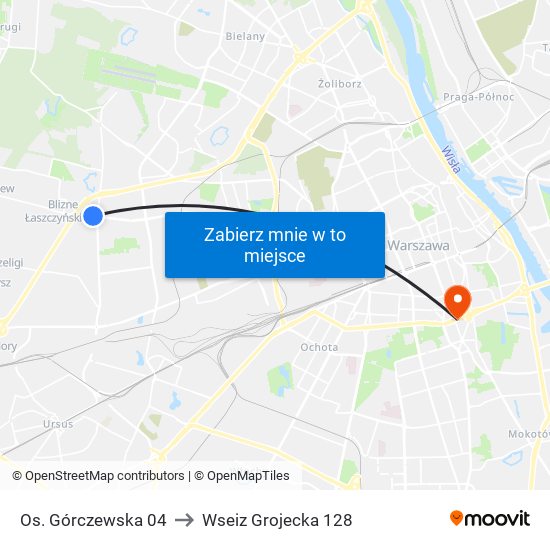 Os. Górczewska to Wseiz Grojecka 128 map