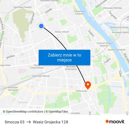 Smocza 03 to Wseiz Grojecka 128 map