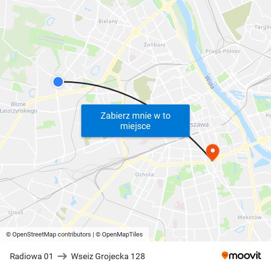 Radiowa to Wseiz Grojecka 128 map