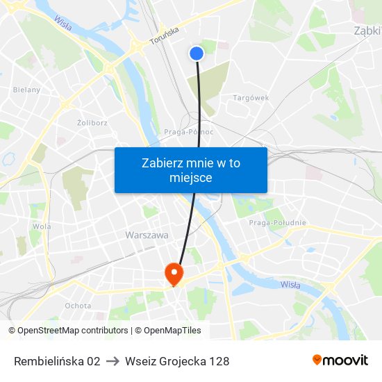 Rembielińska 02 to Wseiz Grojecka 128 map