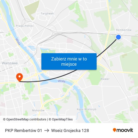 PKP Rembertów to Wseiz Grojecka 128 map