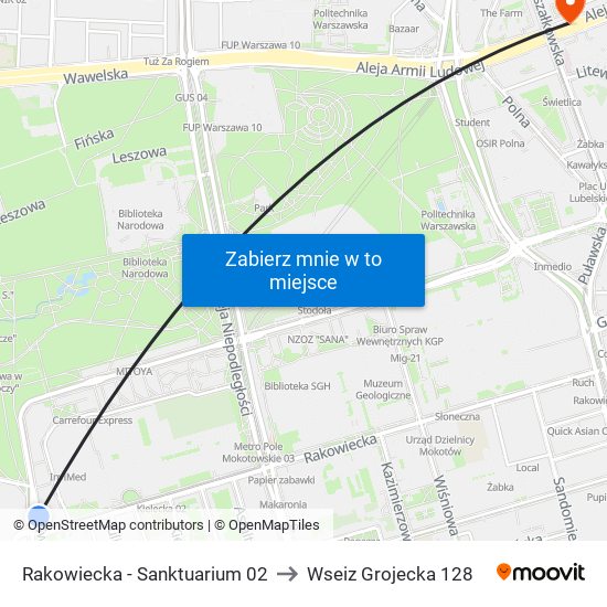 Rakowiecka - Sanktuarium 02 to Wseiz Grojecka 128 map