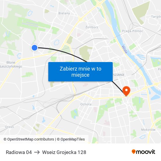 Radiowa to Wseiz Grojecka 128 map