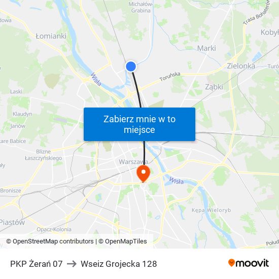 PKP Żerań 07 to Wseiz Grojecka 128 map