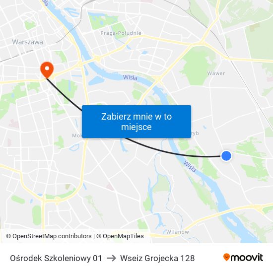 Ośrodek Szkoleniowy 01 to Wseiz Grojecka 128 map