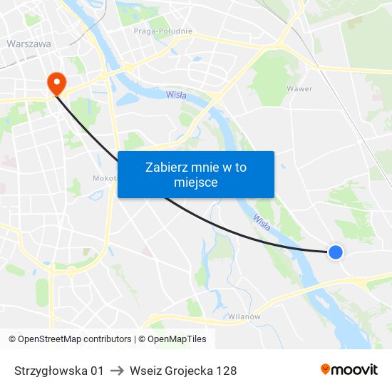 Strzygłowska 01 to Wseiz Grojecka 128 map