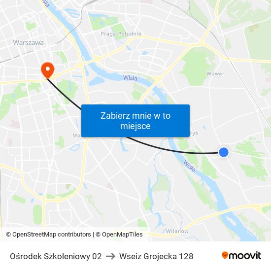 Ośrodek Szkoleniowy 02 to Wseiz Grojecka 128 map