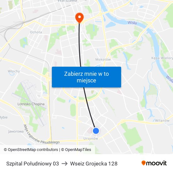 Szpital Południowy 03 to Wseiz Grojecka 128 map