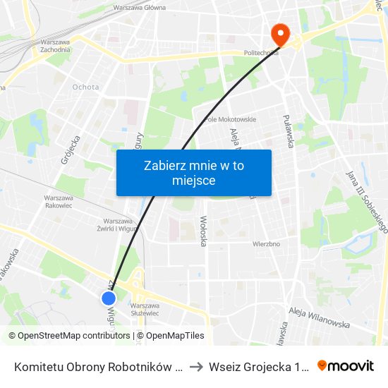 Komitetu Obrony Robotników 02 to Wseiz Grojecka 128 map