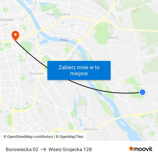 Borowiecka 02 to Wseiz Grojecka 128 map