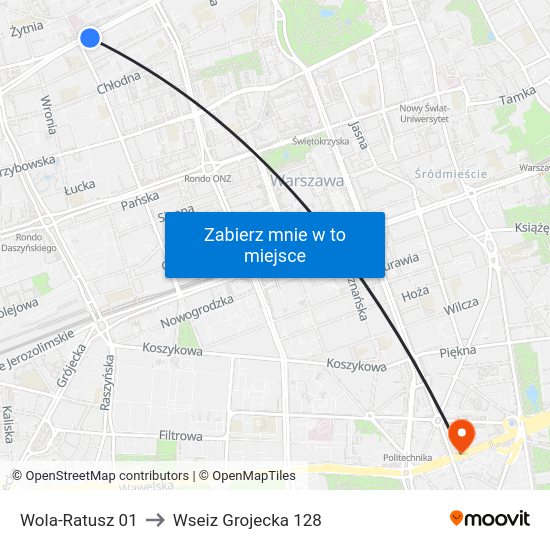 Wola-Ratusz 01 to Wseiz Grojecka 128 map