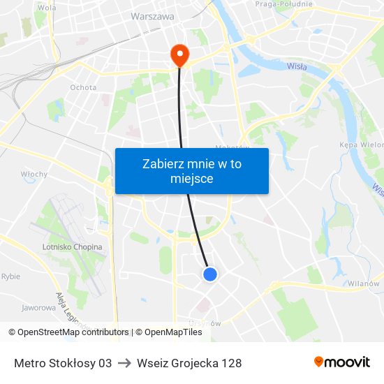 Metro Stokłosy to Wseiz Grojecka 128 map