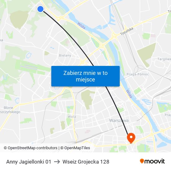 Anny Jagiellonki to Wseiz Grojecka 128 map