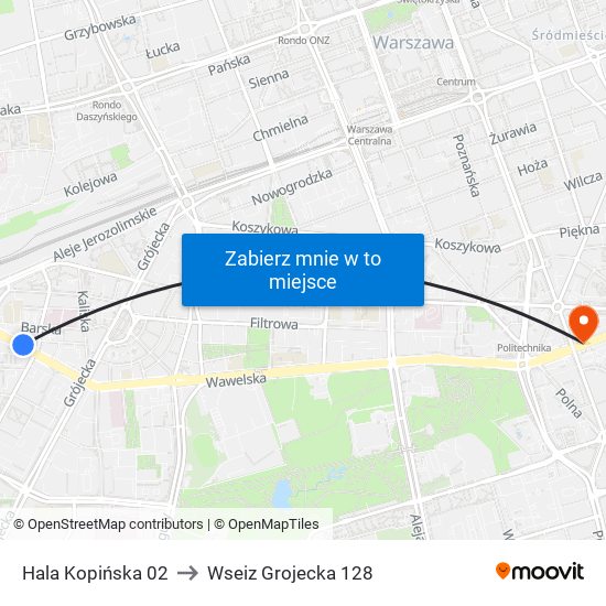 Hala Kopińska 02 to Wseiz Grojecka 128 map