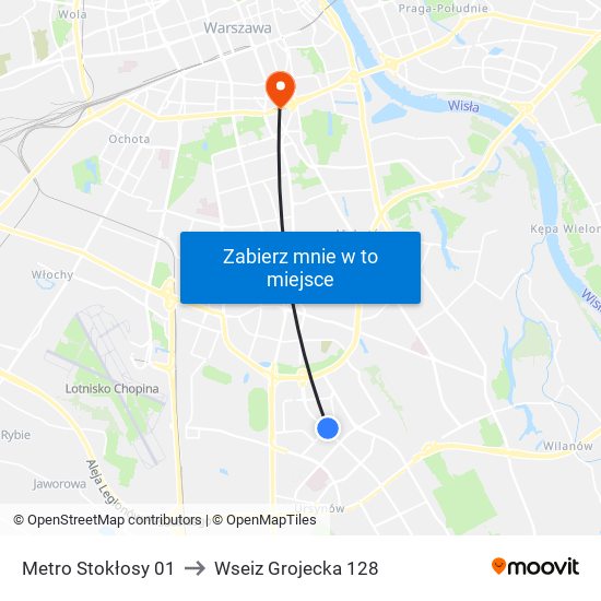 Metro Stokłosy 01 to Wseiz Grojecka 128 map