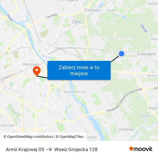 Armii Krajowej 05 to Wseiz Grojecka 128 map