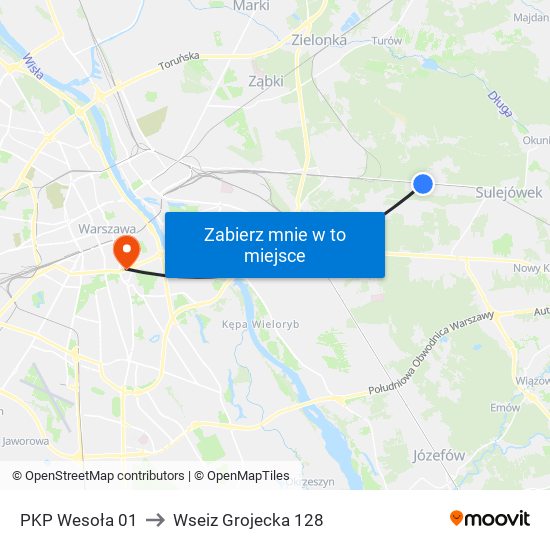 PKP Wesoła to Wseiz Grojecka 128 map