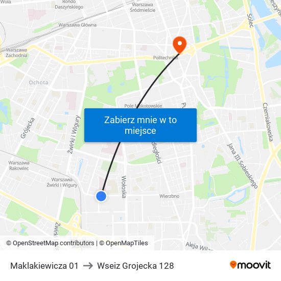 Maklakiewicza to Wseiz Grojecka 128 map