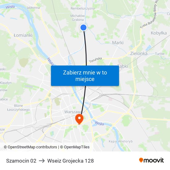 Szamocin 02 to Wseiz Grojecka 128 map