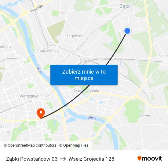 Ząbki Powstańców 03 to Wseiz Grojecka 128 map