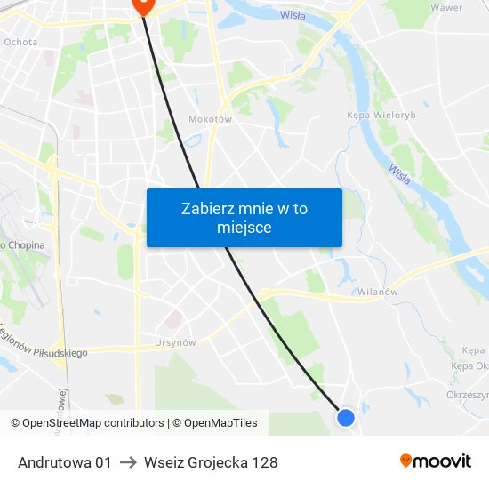 Andrutowa to Wseiz Grojecka 128 map