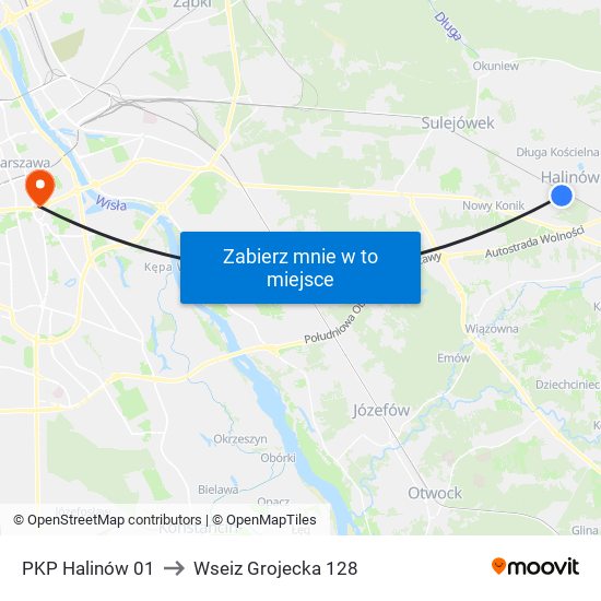 PKP Halinów to Wseiz Grojecka 128 map