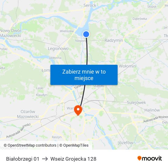 Białobrzegi 01 to Wseiz Grojecka 128 map