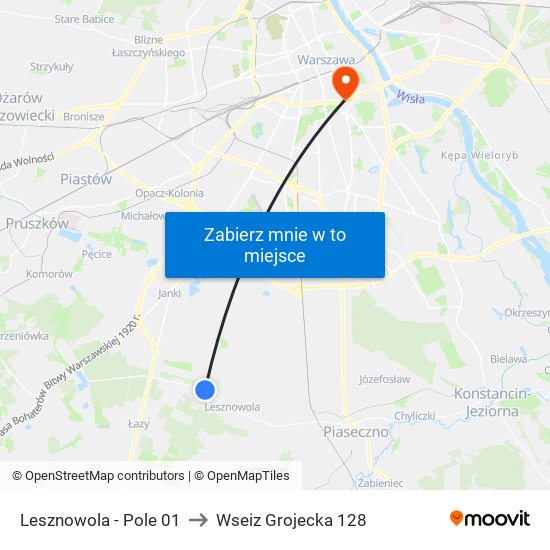 Lesznowola - Pole 01 to Wseiz Grojecka 128 map