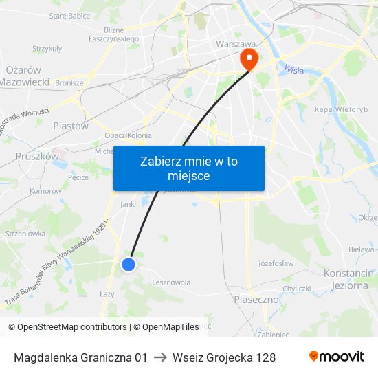 Magdalenka Graniczna 01 to Wseiz Grojecka 128 map