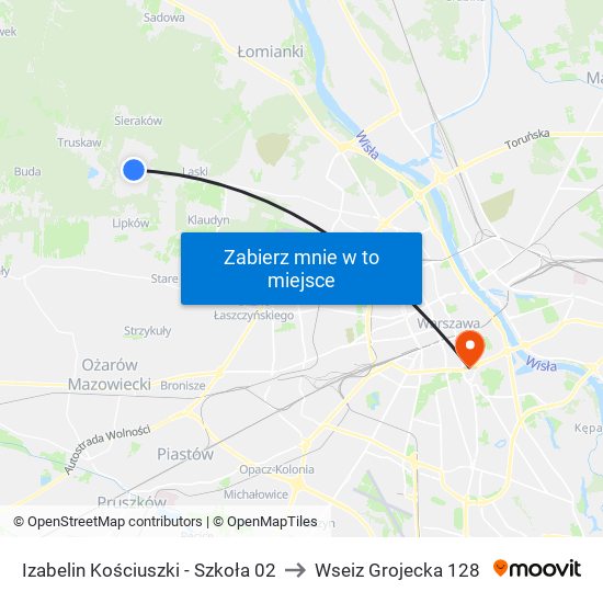 Izabelin Kościuszki - Szkoła 02 to Wseiz Grojecka 128 map