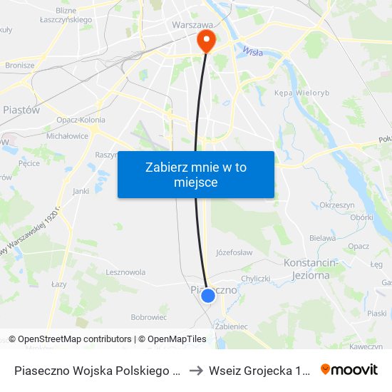 Piaseczno Wojska Polskiego 01 to Wseiz Grojecka 128 map