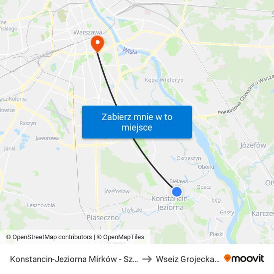 Konstancin-Jeziorna Mirków - Szkoła 02 to Wseiz Grojecka 128 map