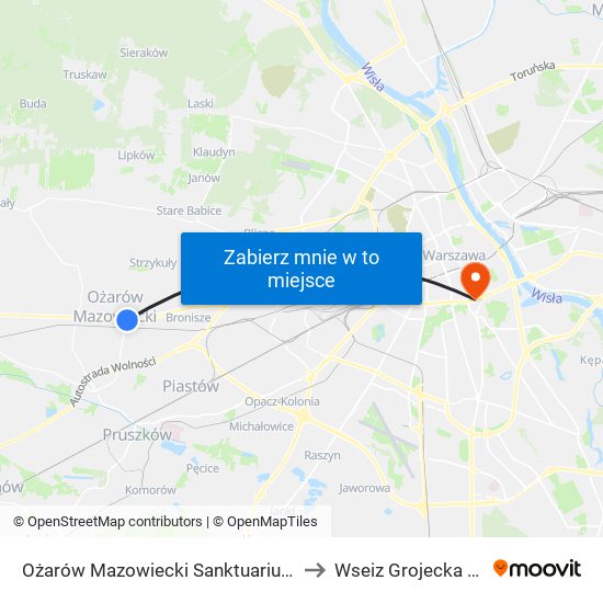 Ożarów Mazowiecki Sanktuarium to Wseiz Grojecka 128 map